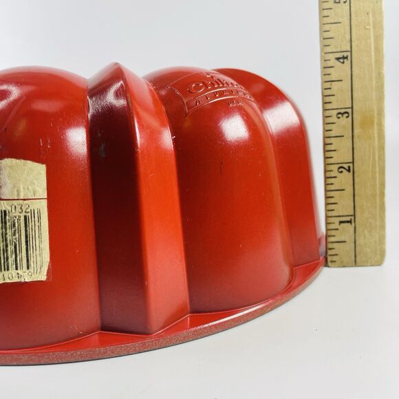 Chilton 10" Fluted Bundt Cake Pan Jello Mold Cast Aluminum VTG Poppy Orange Red - Picture 4 of 12